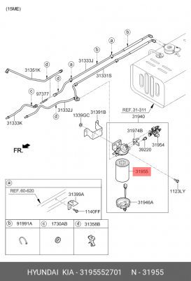Фильтр топливный HYUNDAI HD65,78 дв.D4GA ЕВРО-5 OE 3195552701 HYUNDAI KIA
