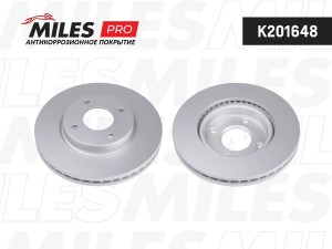 Диск тормозной (серия PRO с антикоррозионным покрытием) NISSAN TIIDA 07- передни K201648 MILES