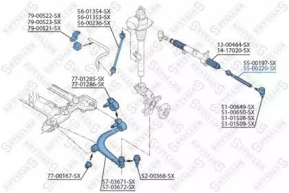тяга рулевая!\ Peugeot 406 96> 55-00220-SX STELLOX