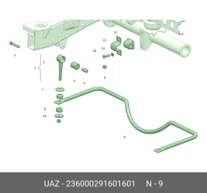 Стабилизатор УАЗ-3163 Патриот,2360 с 2014г.в.задний (ОАО УАЗ) 236000291601601 UAZ UAZ