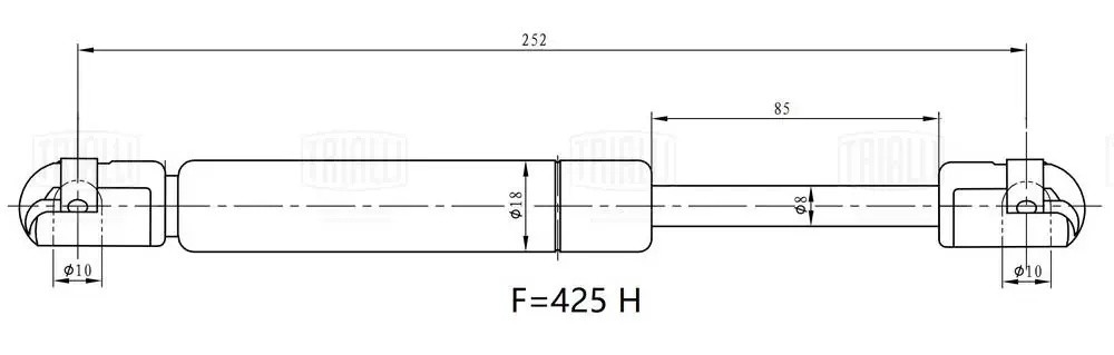 Упор газовый (амортизатор) Mazda 3 (03-) седан (крышки багажника) (GS 2503) GS2503 TRIALLI