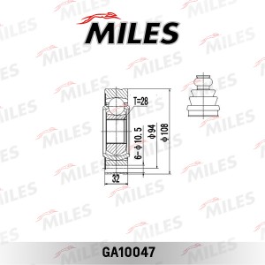 СНЯТ С ПР-ВА ШРУС внутренний VW TRANSPORTER IV 1.9D-2.8 90-03 (GKN 302464) GA100 GA10047 MILES