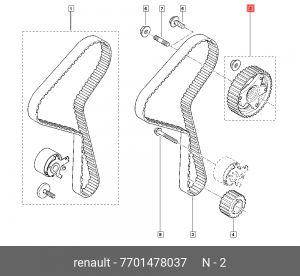 шестерня распредвала!\ Renault Clio/Kangoo/Laguna/Logan/Megane/Scenic 1.5DCi 01> 7701478037 RENAULT