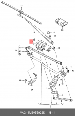 Крепление стеклоочистителя с электромото 5JB955023D 5JB955023D VAG