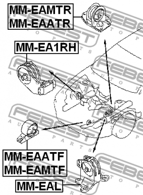 Подушка двигателя правая (гидравлическая) MM-EA1RH FEBEST