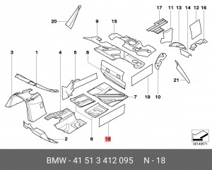 Шумоизолирующее покрытие передней двери 41 51 3 412 095 BMW