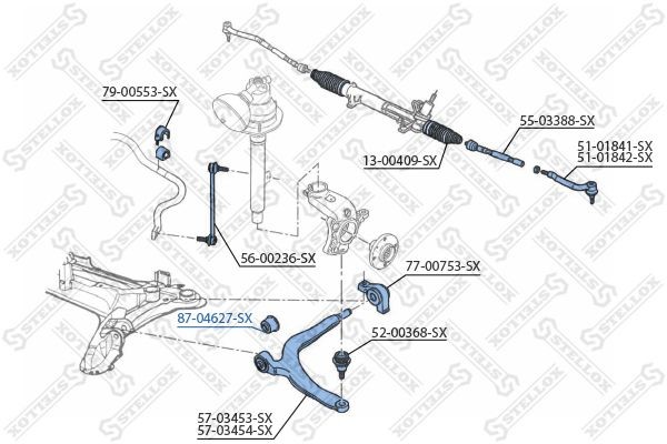 сайлентблок рычага пер.!\ Citroen C5 all 01> 87-04627-SX STELLOX