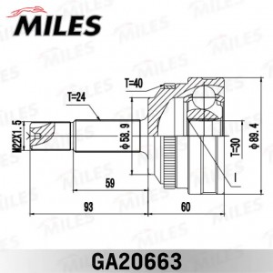 ШРУС наружный GEELY MK 1.5 08- +ABS 24/30 шл. GA20663 GA20663 MILES