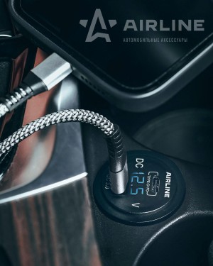 Розетка автомобильная встраиваемая влагозащищенная 12-24V 1 USB + 1 Type C (6.5V AEBJ200 AIRLINE