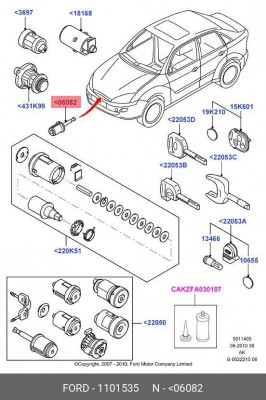 личинка замка капота!\ Ford Focus I 98-05 1101535 FORD