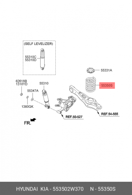 Пружина задней подвески 553502W370 Kia/Hyundai 553502W370 HYUNDAI KIA