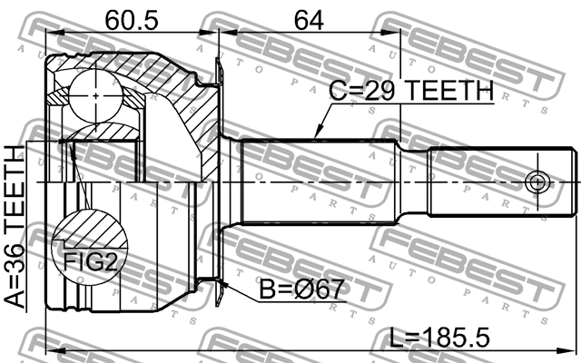 ШРУС внешний NISSAN NAVARA D40T 2007- 0210-D40B 0210-D40B FEBEST
