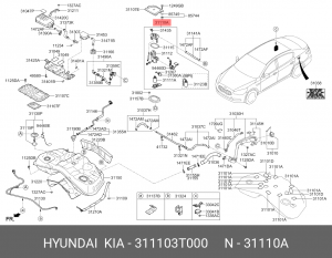 Насос топливный KIA Quoris (15-) (3.8/5.0) в сборе OE 311103T000 HYUNDAI KIA