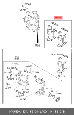 Колодки тормозные HYUNDAI Solaris (11-) KIA Rio (11-) передние (4шт.) OE 58101-4LA00 HYUNDAI KIA