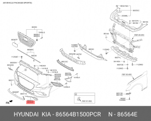 МОЛДИНГ БАМПЕРА ПРАВЫЙ/CR PIECE ASSY-BUM 86564B1500PCR HYUNDAI
