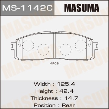 колодки дисковые з.!\ Toyota Celica 2.0i GT 85-90/Supra 3.0/T 86-93 MS1142 MASUMA
