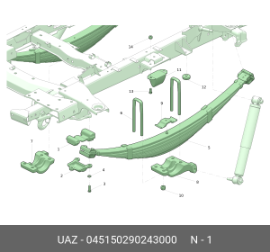 Подушка УАЗ-452 рессоры (ОАО УАЗ) 045150290243000 UAZ UAZ