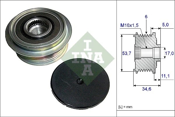 Шкив генератора FORD MONDEO IV 2.0, VOLVO S80 II 2.0 535012510 535012510 INA
