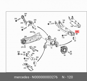 Гайка MERCEDES E (W200) крепления рычага заднего OE N000000003276 MERCEDES BENZ