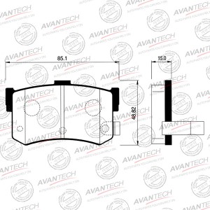Колодки тормозные дисковые Avantech задние  (противоскрипная пластина в компл.) AV155 AVANTECH