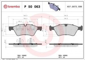 P50063 1179 00 !колодки дисковые п.\ MB W164/W251 3.5-3.0DCi 05> P50063 BREMBO