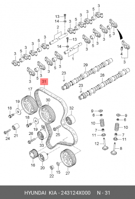 Ремень ГРМ KIA Bongo 3 (06-),Carnival (2.9) (152х30) OE 243124X000 HYUNDAI KIA
