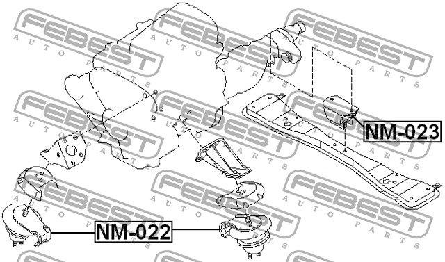 Подушка двигателя передняя (гидравлическая) NM-022 FEBEST