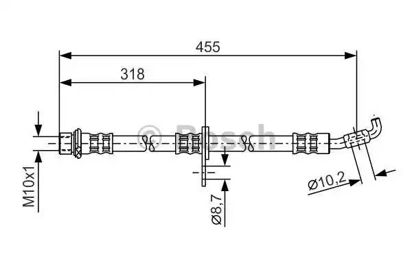 Шланг тормозной TOYOTA Spacio (98-01) передний левый BOSCH 1 987 476 727 BOSCH
