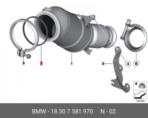прокладка приемной трубы глушителя!\ BMW F20/F21 18 30 7 581 970 BMW