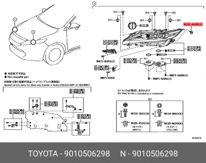 болт !крепления фары 6x23mm\Toyota Land Cruiser 08>, Lexus IS 250/350 05-13 90105-06298 TOYOTA
