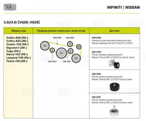 Ролик привод. ремня Nissan Teana (08-) 2.5i/3.5i (CM1421) CM 1421 TRIALLI