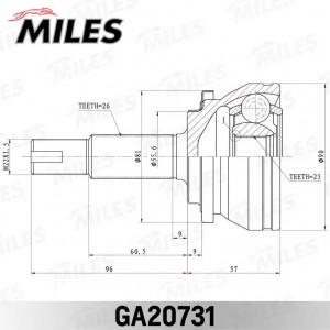 ШРУС наружный TOYOTA PRIUS ZVW30 GA20731 GA20731 MILES