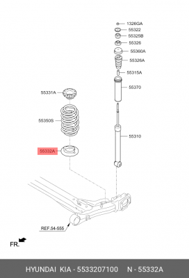 СЕДЛО ПРУЖИНЫ ПОДВЕСКИPAD-RR SPRING LWR 55332-07100 5533207100 HYUNDAI KIA