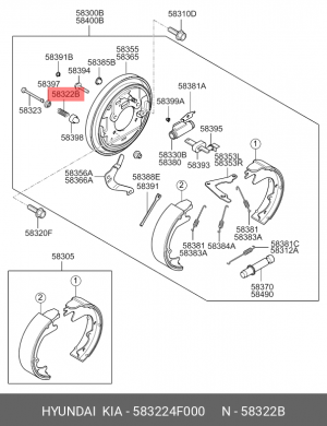 Пружина KIA Bongo 3 (06-) (2WD) колодок задних прижимная OE 583224F000 HYUNDAI KIA