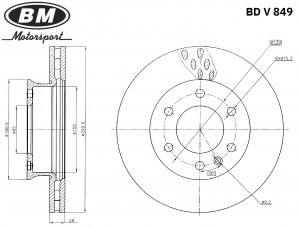 Диск тормозной вентилируемый (1шт.)  BDV849 BDV849 BM MOTORSPORT