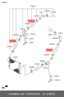 Шланг HYUNDAI HD65,78 дв.D4DD интеркулера OE 278515E100 HYUNDAI KIA