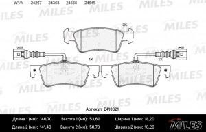 Колодки тормозные задние с датчиком (Смесь Low-Metallic) VOLKSWAGEN TOUAREG 02-1 E410321 MILES