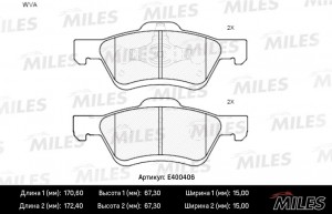 Колодки тормозные передние (без датчика) (Смесь Low-Metallic) FORD MAVERICK/MAZD E400406 MILES