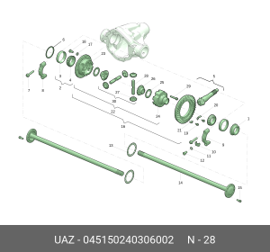 Ось УАЗ-452 сателлита дифференциала (ОАО УАЗ) 045150240306002 UAZ UAZ