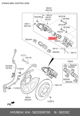 Поршень KIA Ceed (18-),Optima (17-) суппорта тормозного заднего OE 582353R700 HYUNDAI KIA