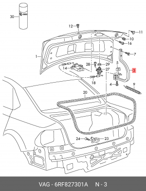 петля крышки багажника !левая \ VW Polo 11-20 6RF 827 301 A VAG