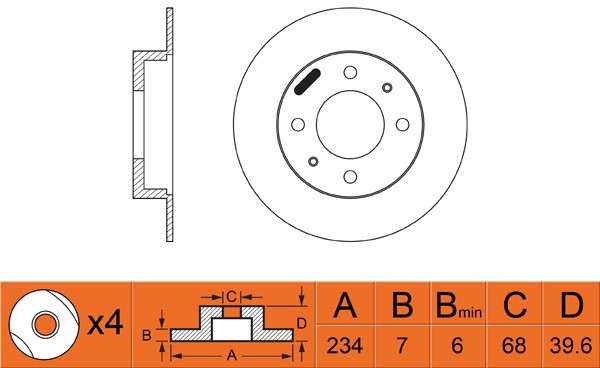 Диск тормозной NISSAN Almera (95-00),Sunny (90-95) задний (1шт.) NIBK RN1096 NIBK
