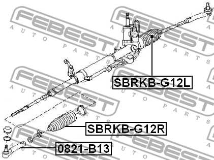 Пыльник рулевой рейки правый SUBARU IMPREZA G12 2007-2011 SBRKB-G12R SBRKB-G12R FEBEST