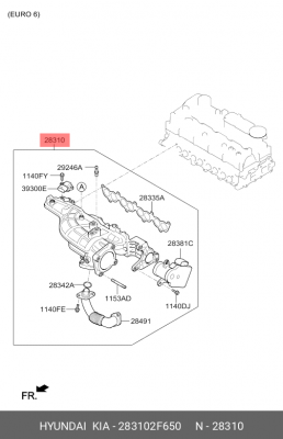 Коллектор KIA Sorento (15-) (TCI) впускной OE 283102F650 HYUNDAI KIA