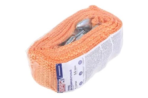 трос буксировочный! лента, 2,5т, 4м, с крюками\ BRX0080030 BRIX