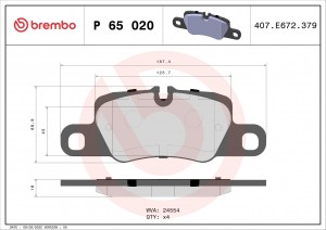 Колодки тормозные дисковые PANAMERA 970/971 09 P65020 P65020 BREMBO