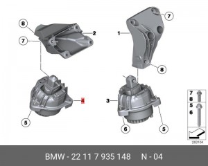 опора двигателя правая!\ BMW F10/F11 22 11 7 935 148 BMW
