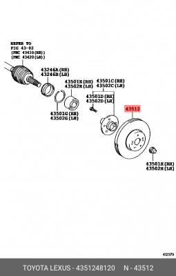 диск тормозной передний!\ Lexus RX270/350/450H 08> 43512-48120 TOYOTA