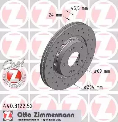 диск тормозной !Sport перед. 294x24/46-5x114 \ Mitsubishi Outlander 2.0/2.0T/2.4 440.3122.52 ZIMMERMANN