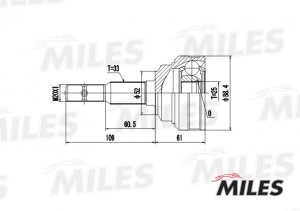 ШРУС наружный OPEL ASTRA/VECTRA 1.6-2.2 95-05 (с ABS) (GKN 302863) GA20350 GA20350 MILES